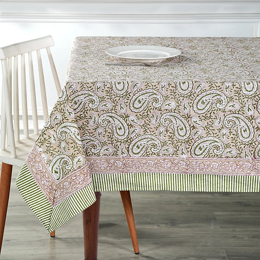 Tablecloth with paisley pattern on a dining table
