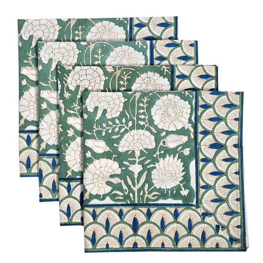 Set of floral patterned napkins on a white background