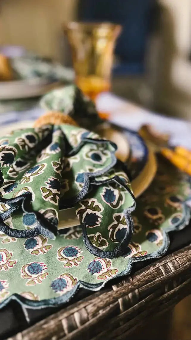 Hand Embroidered Cotton Napkins - FabricSG