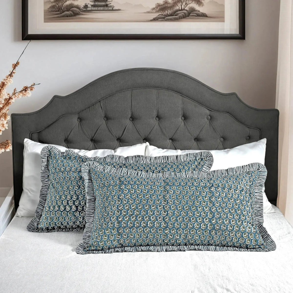 Hand Block Printed Bed Pillow Covers - FabricSG