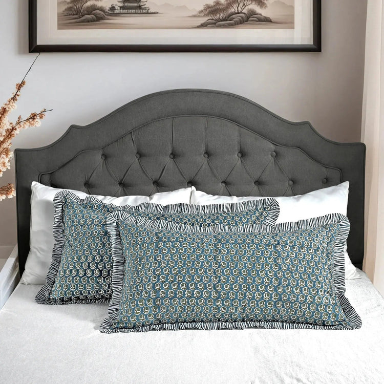 Hand Block Printed Bed Pillow Covers - FabricSG