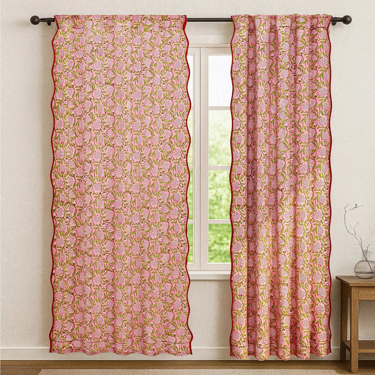 Scallop Edge Cotton Curtains - FabricSG
