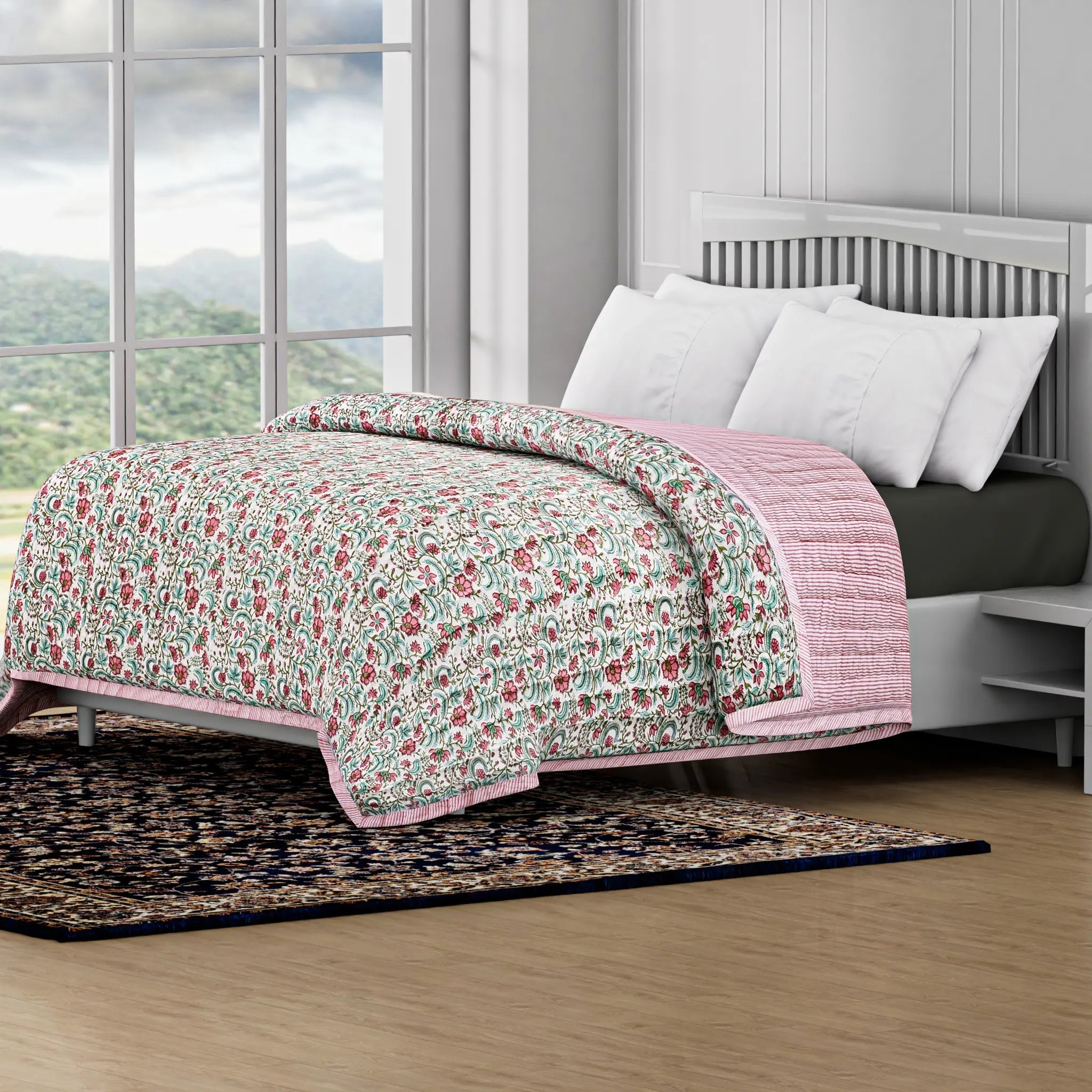 Hand Block Printed Cotton Quilts - FabricSG