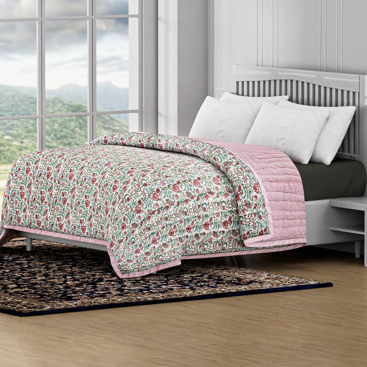 Hand Block Printed Cotton Quilts - FabricSG