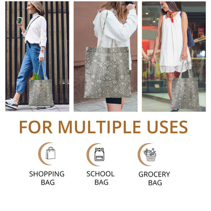 Taupe and Off White Tote Bags