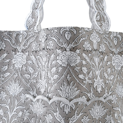 Taupe and Off White Tote Bags