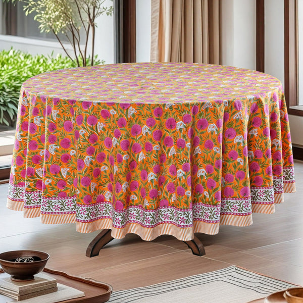 Tangerine Orange Round Tablecloth
