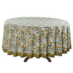 Five Call Golden Round Tablecloth