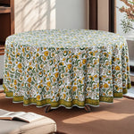 Five Call Golden Round Tablecloth