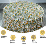 Five Call Golden Round Tablecloth