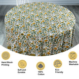 Five Call Golden Round Tablecloth