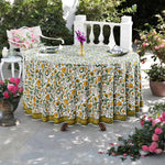 Five Call Golden Round Tablecloth