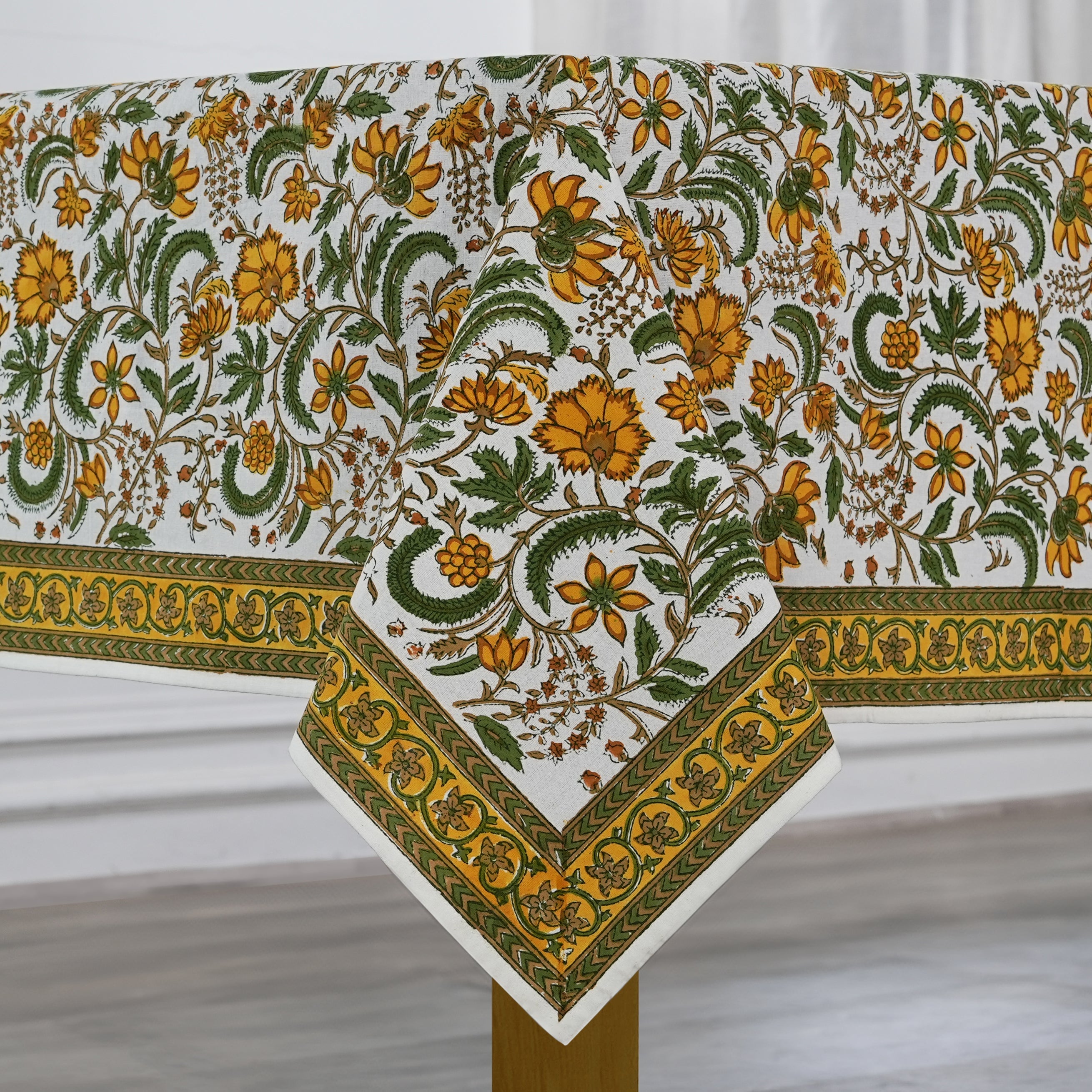 Five Call Golden Tablecloth