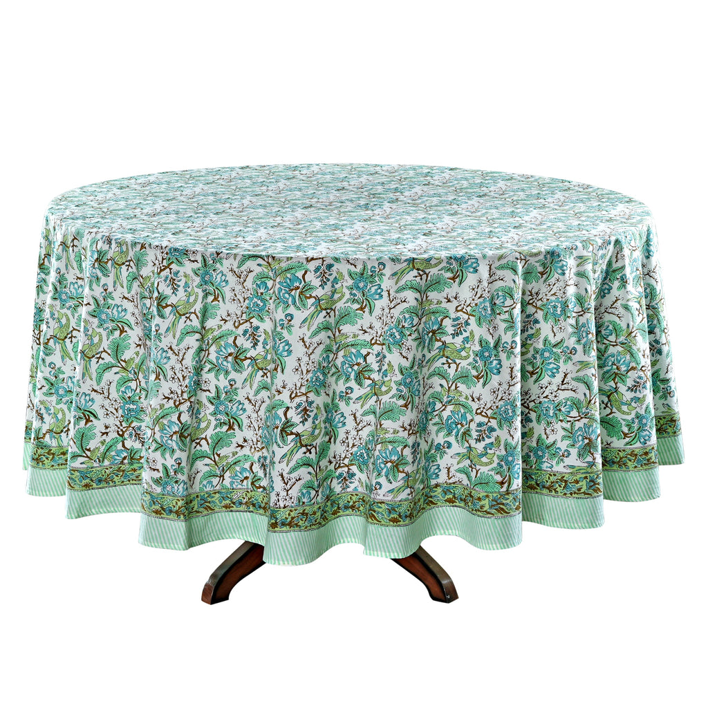 Russian Green, Peanut Brown Round Tablecloth