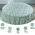 Russian Green, Peanut Brown Round Tablecloth