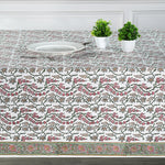 Coral Pink and Hunter Green Tablecloth