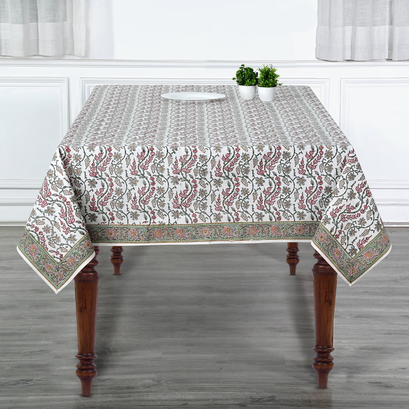 Coral Pink and Hunter Green Tablecloth