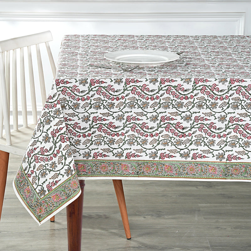 Coral Pink and Hunter Green Tablecloth