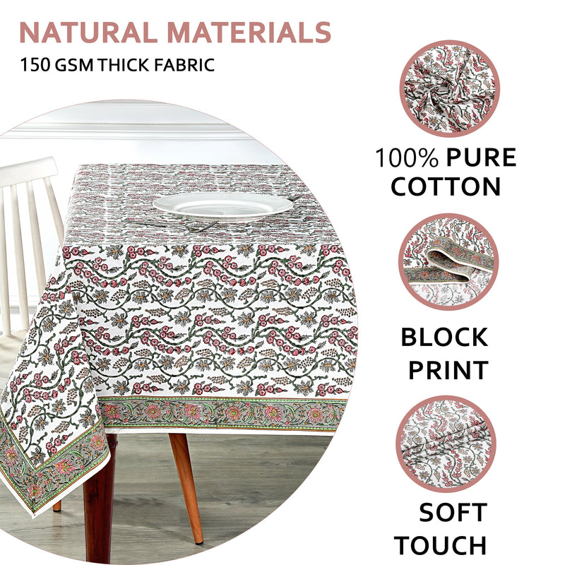 Coral Pink and Hunter Green Tablecloth