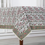 Coral Pink and Hunter Green Tablecloth