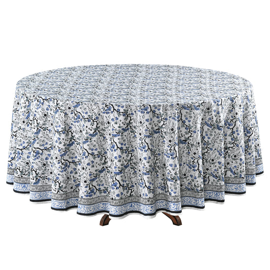 Spruce, Carolina and Powder Blue Round Tablecloth