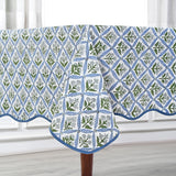 Light Steel Blue with Scallop Piping Tablecloth