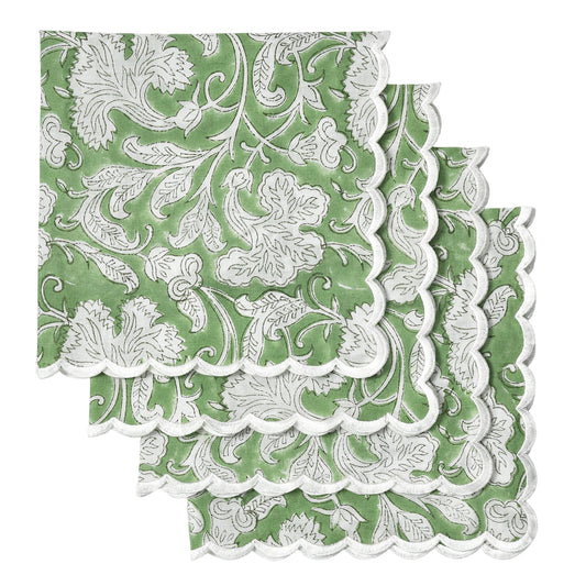 Sage Green Scallop Embroidery Napkins