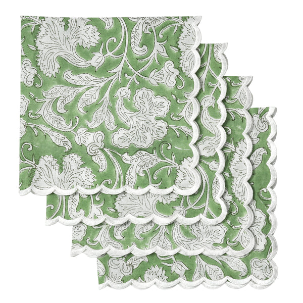 Sage Green Scallop Embroidery Napkins