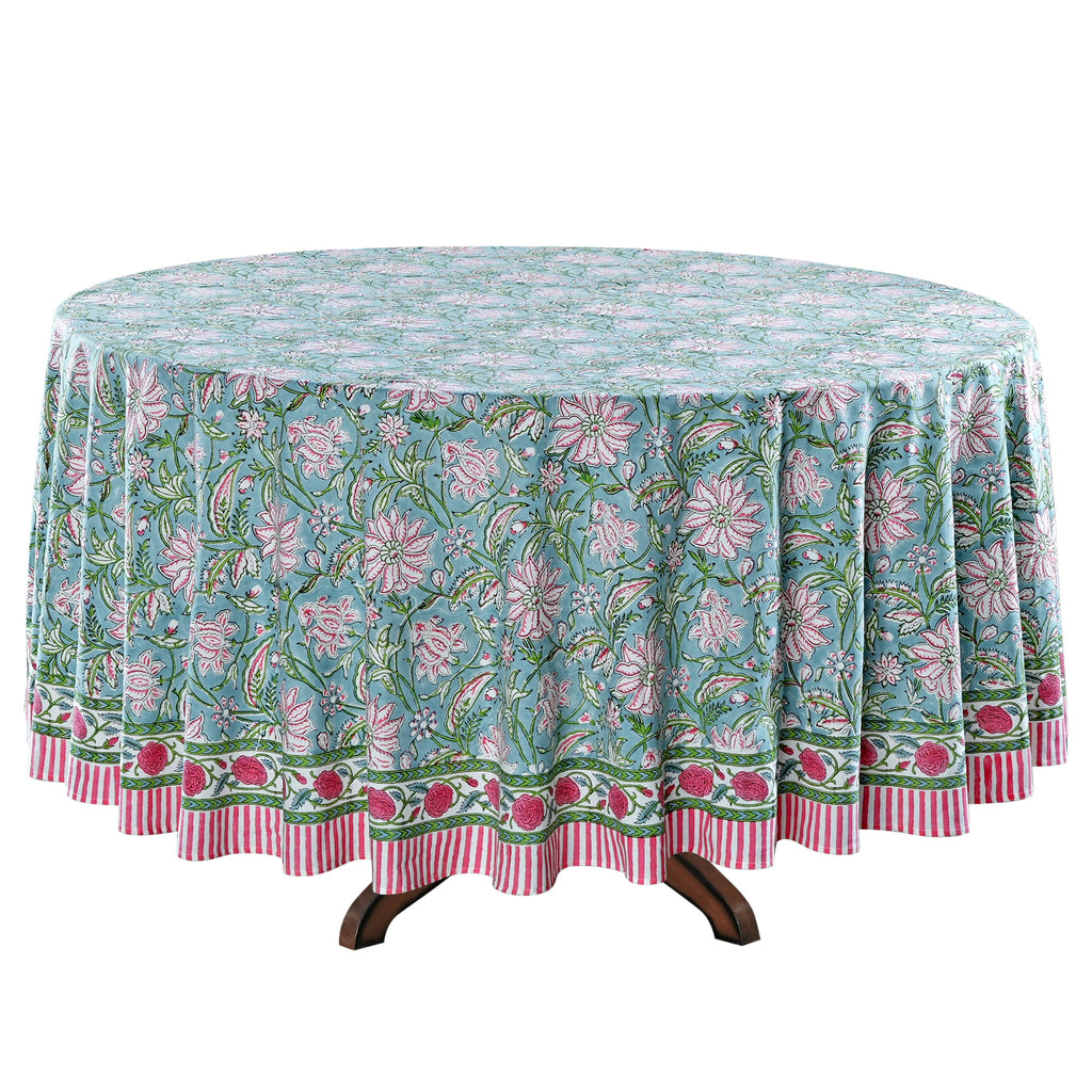 Ice Blue Round Tablecloth
