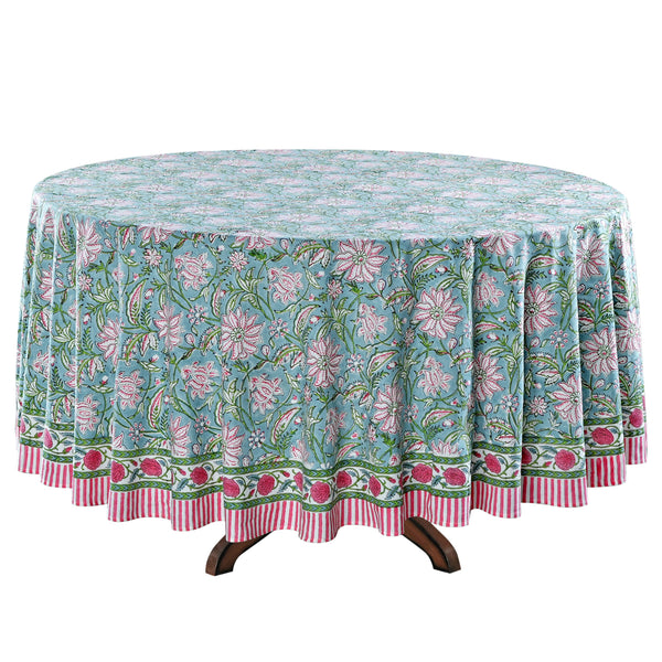 Ice Blue Round Tablecloth