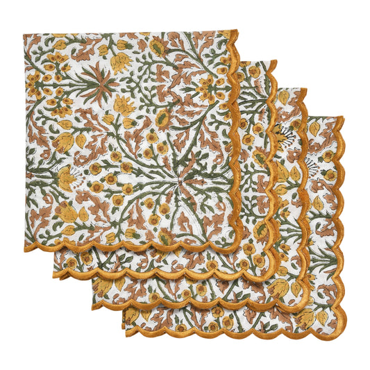 Goldenrod Yellow Scallop Embroidery Napkins