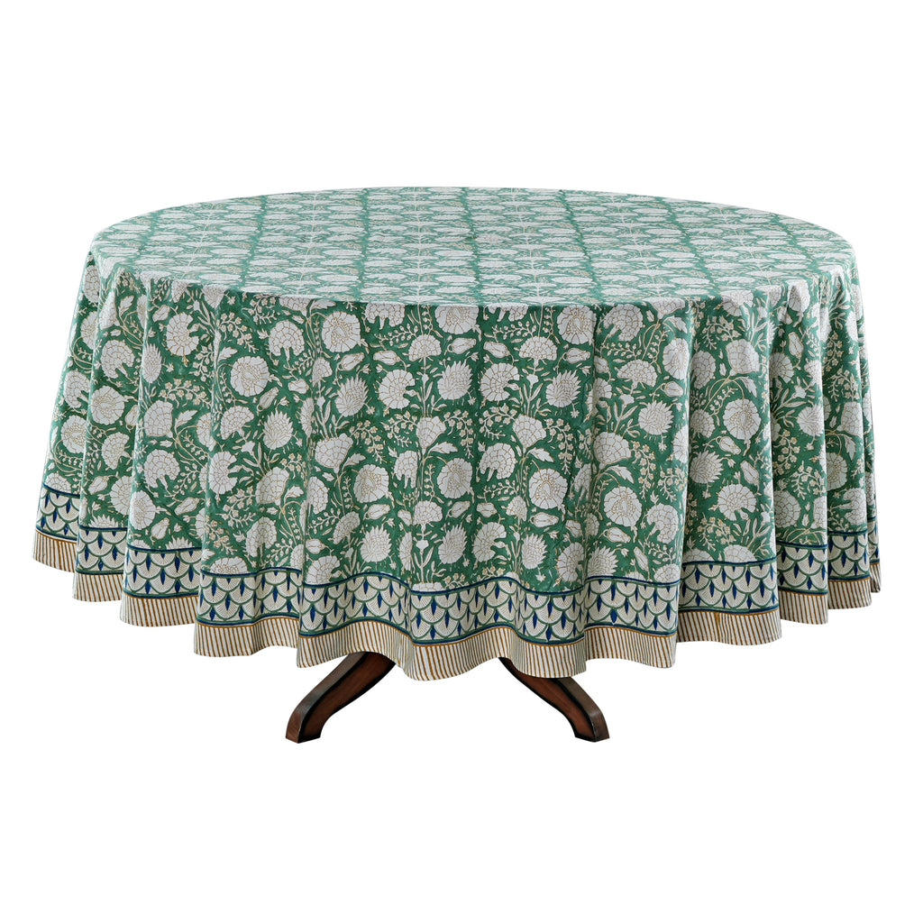 Old Moss Green Round Tablecloth