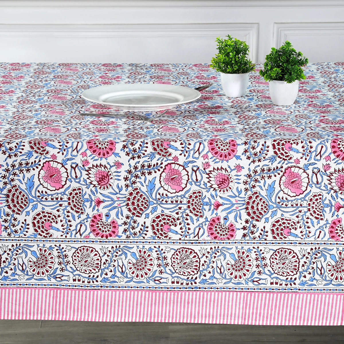 Pigeon Blue and Flamingo Pink Rectangle Tablecloth