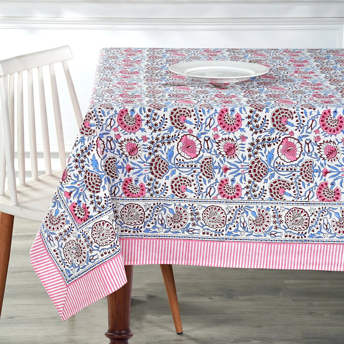 Pigeon Blue and Flamingo Pink Rectangle Tablecloth
