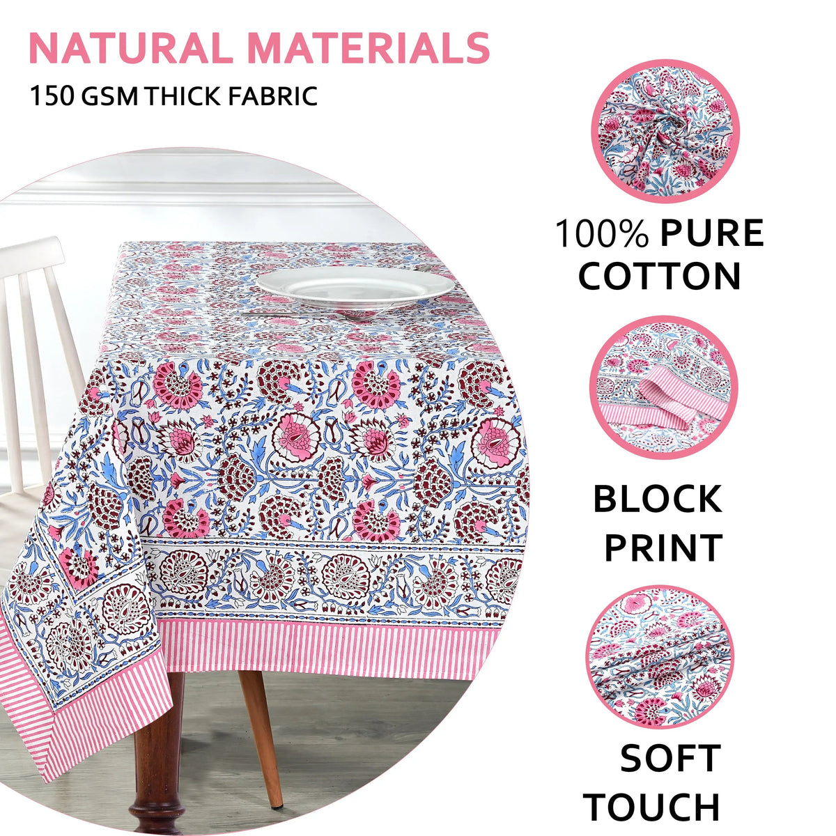 Pigeon Blue and Flamingo Pink Rectangle Tablecloth