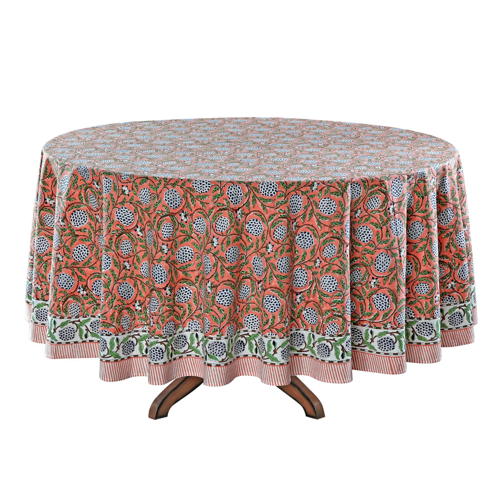 Dark Salmon Pink Round Tablecloth