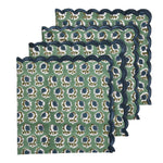 Basil Green Scallop Embroidery Napkins