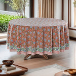 Dark Salmon Pink Round Tablecloth