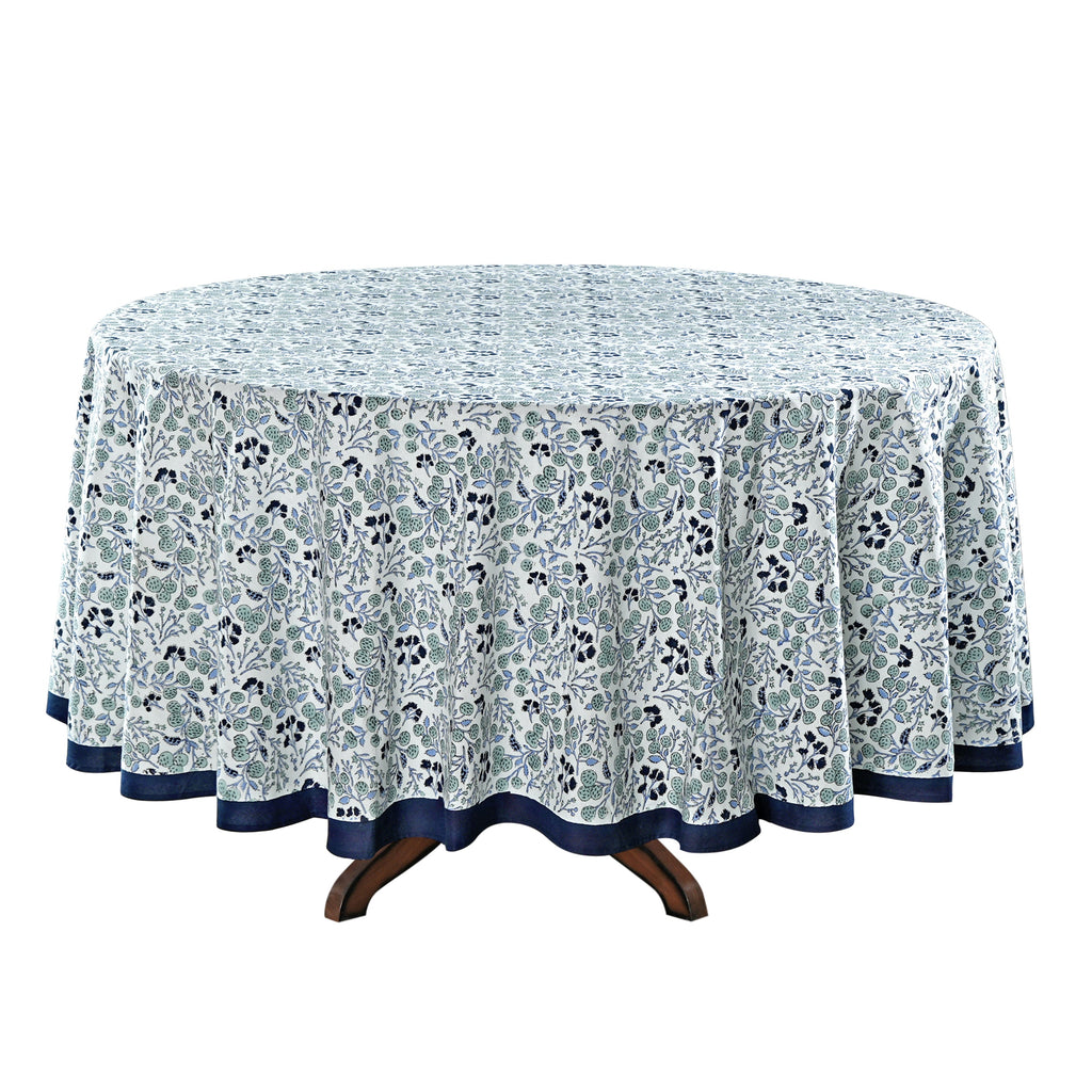 Denim and Baby Blue Round Tablecloth
