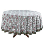 Coral Pink, Hunter Green Round Tablecloth