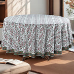 Coral Pink, Hunter Green Round Tablecloth