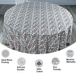 Coral Pink, Hunter Green Round Tablecloth