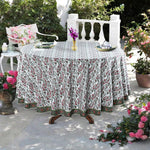 Coral Pink, Hunter Green Round Tablecloth