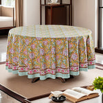 Biscotti Yellow Round Tablecloth