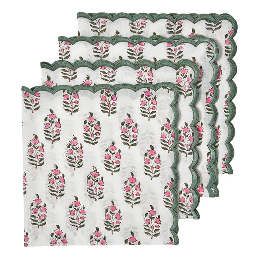 Punch Pink Scallop Embroidery Napkins