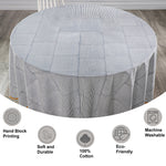 Blue Stripes, Yellow Scallop Piping Round Tablecloth