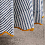 Blue Stripes, Yellow Scallop Piping Round Tablecloth
