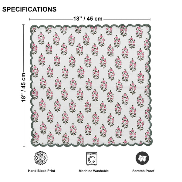Punch Pink Scallop Embroidery Napkins