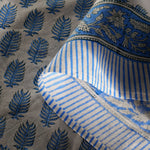 Cerulean Blue Leaf Print Round Tablecloth