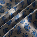 Cerulean Blue Leaf Print Round Tablecloth